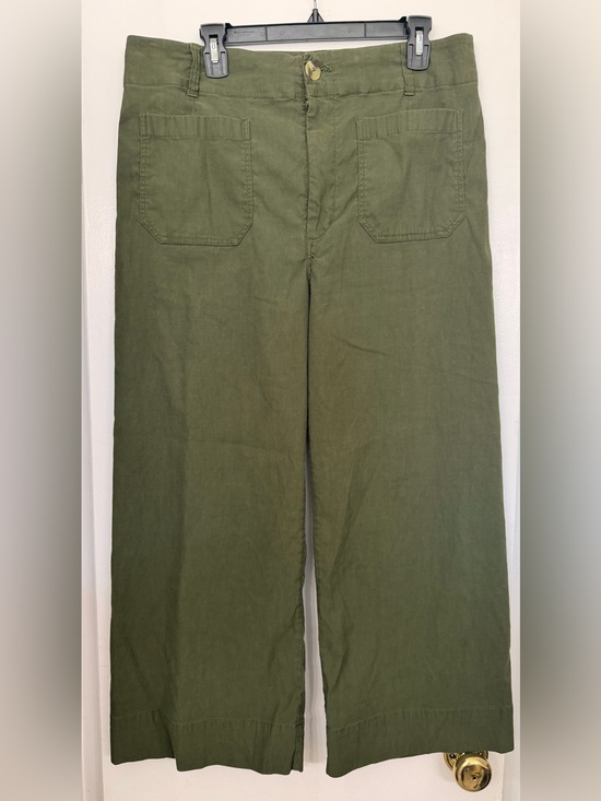 Maeve Pants - Anthro x Maeve The Colette High Rise Wide Leg Crop Pant Green Size 33